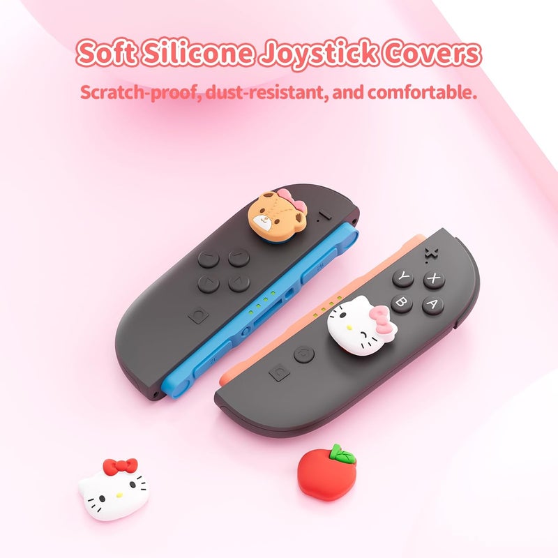 Kuitmor Silicone Joystick Caps Compatible with Switch 2, Anti-Slip Thumb Grip Caps for Switch 2025, 4pcs - Cute Cat - Image 4
